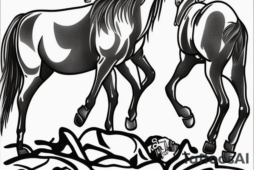 Two strong mules working tirelessly as a team to accomplish a goal. The mules will be facing in the same direction.  Less shading and more line work tattoo idea