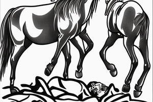 Two strong mules working tirelessly as a team to accomplish a goal. The mules will be facing in the same direction.  Less shading and more line work tattoo idea