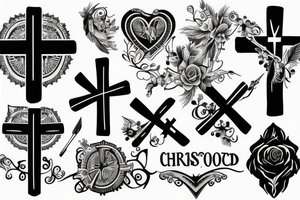 3 Christian Crosses Back Tattoo, tattoo idea
