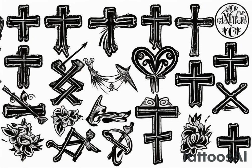 3 Christian Crosses Back Tattoo, tattoo idea