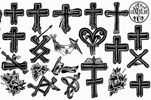 3 Christian Crosses Back Tattoo, tattoo idea