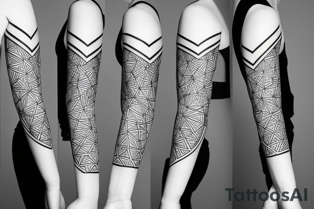 Minimalist geometric arm sleeve tattoo idea