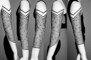 Minimalist geometric arm sleeve tattoo idea
