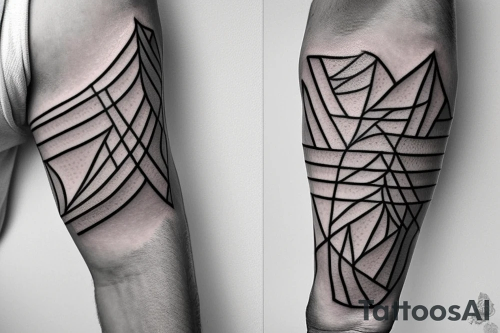 Minimalist geometric arm sleeve tattoo idea
