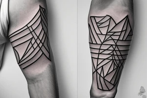 Minimalist geometric arm sleeve tattoo idea