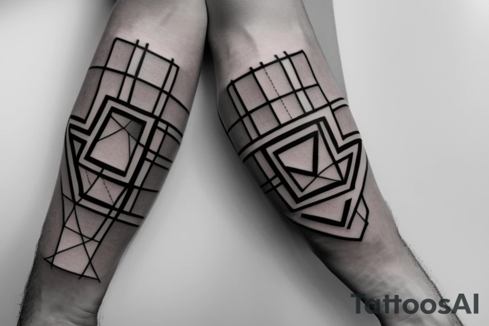 Minimalist geometric arm sleeve tattoo idea