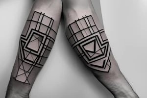 Minimalist geometric arm sleeve tattoo idea