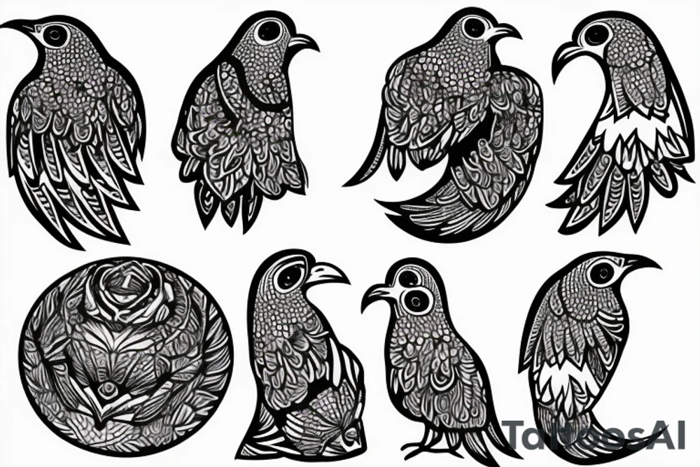 Doves and ravens arm sleeve tattoo idea