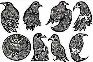 Doves and ravens arm sleeve tattoo idea