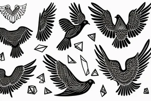 Doves and ravens arm sleeve tattoo idea