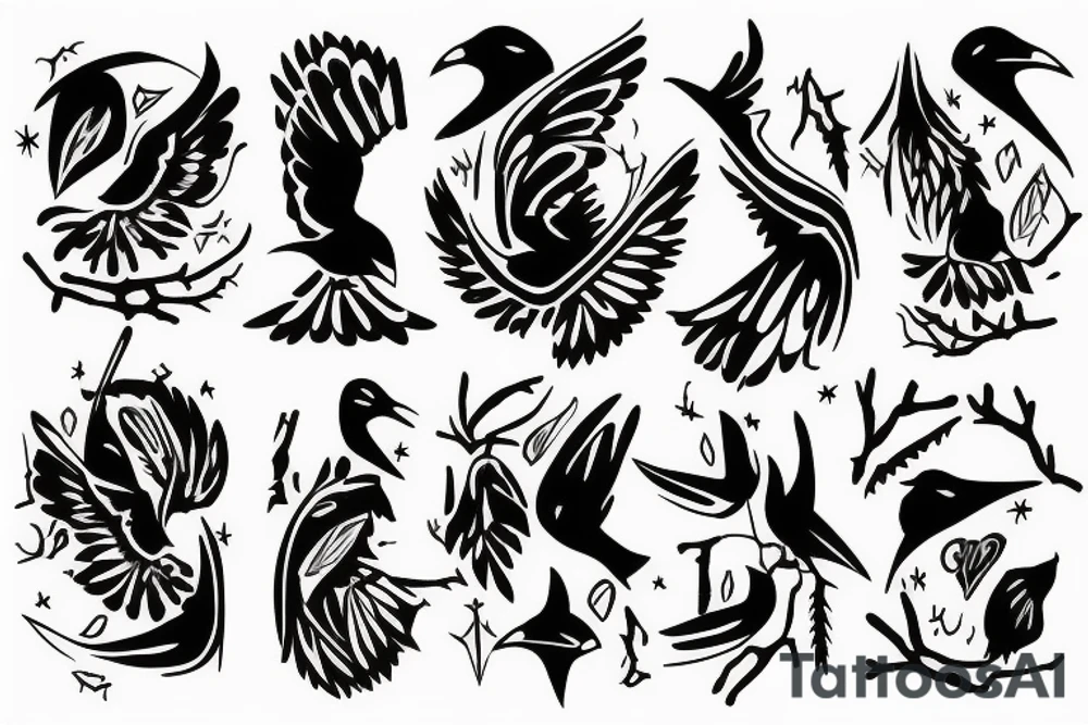 Raven arm sleeve tattoo idea
