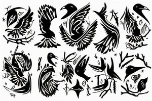 Raven arm sleeve tattoo idea