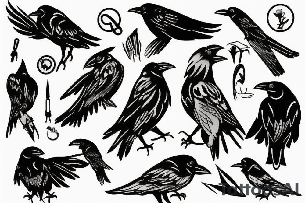 Raven arm sleeve tattoo idea