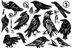 Raven arm sleeve tattoo idea