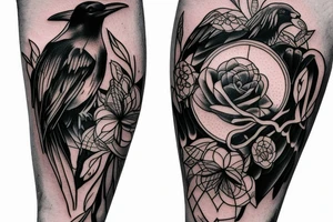 Raven arm sleeve tattoo idea