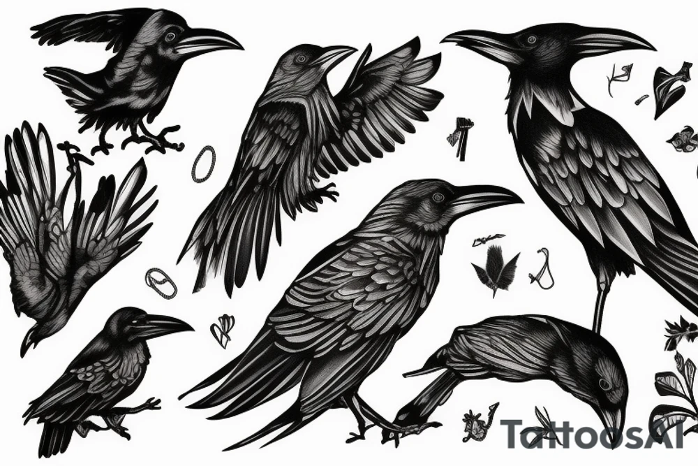 Raven arm sleeve tattoo idea