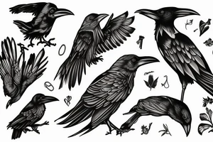 Raven arm sleeve tattoo idea