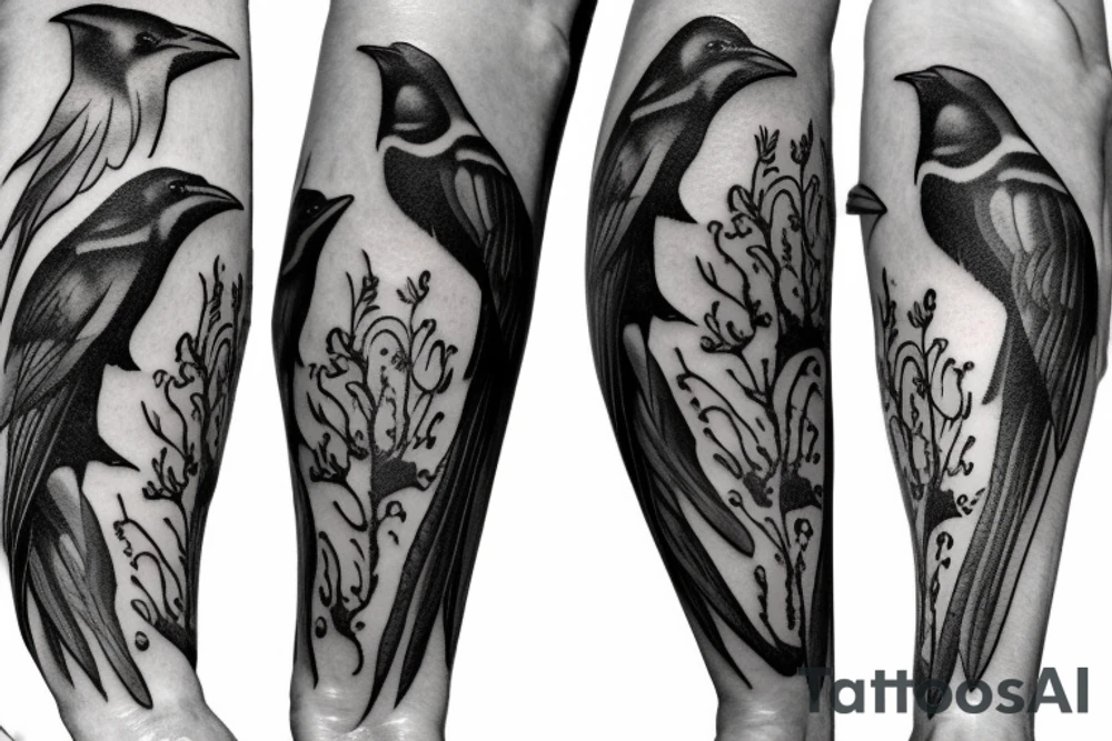 Raven heart sleeve tattoo idea