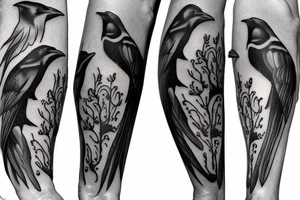Raven heart sleeve tattoo idea