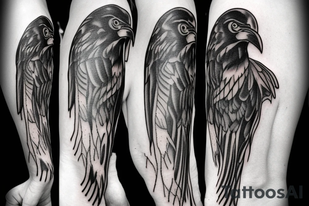 Raven heart sleeve tattoo idea