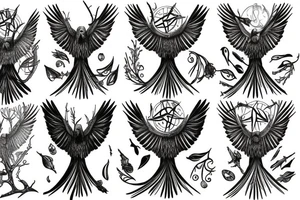 Raven tree sleeve tattoo idea