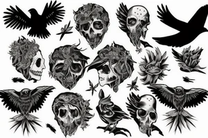 Raven death tree sleeve tattoo idea