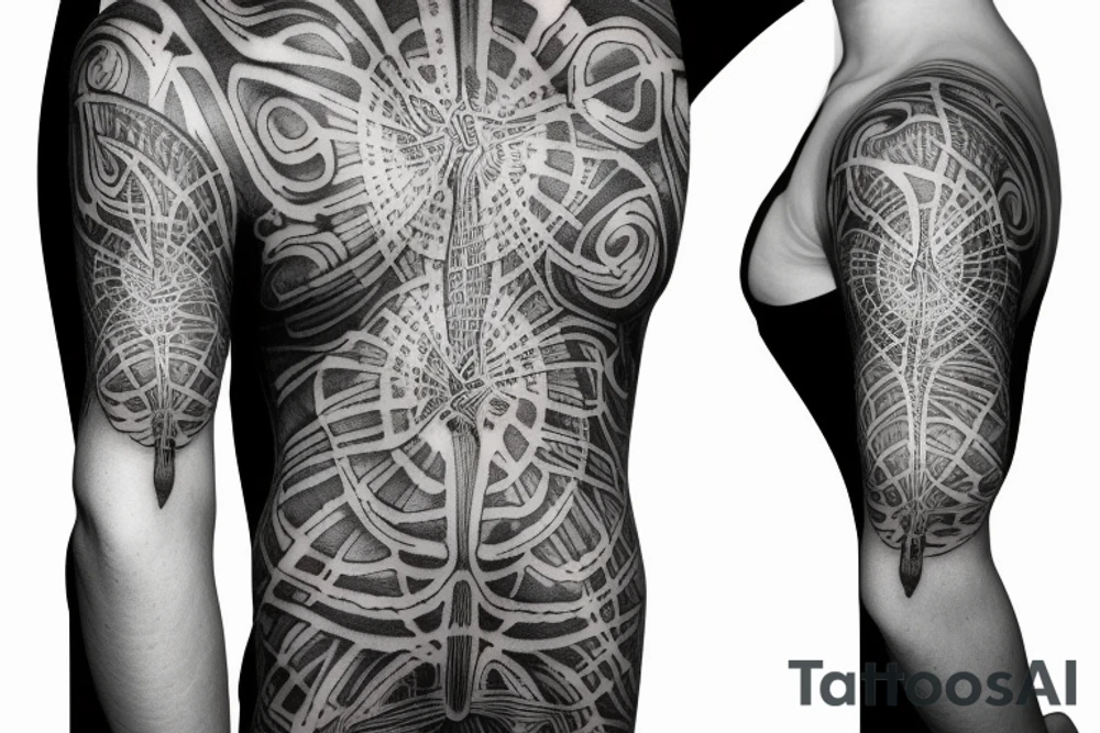 Nervous system third eye sleeve tattoo idea