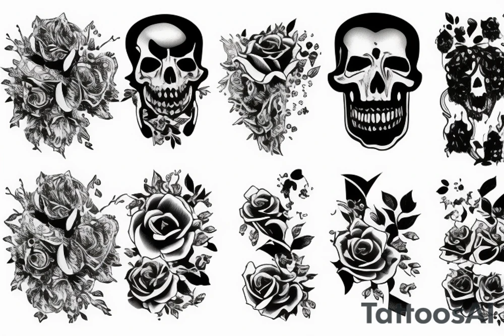 In love and death sleeve tattoo idea
