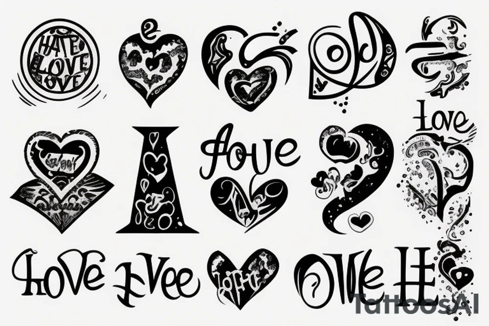 Hate and love sleeve tattoo idea