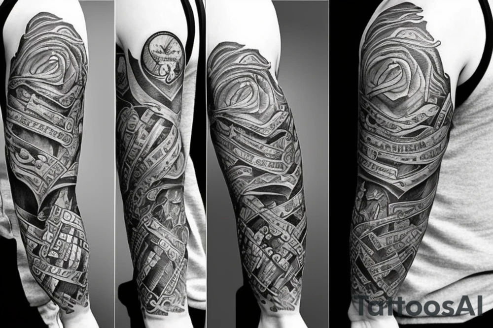 Hate and love sleeve tattoo idea