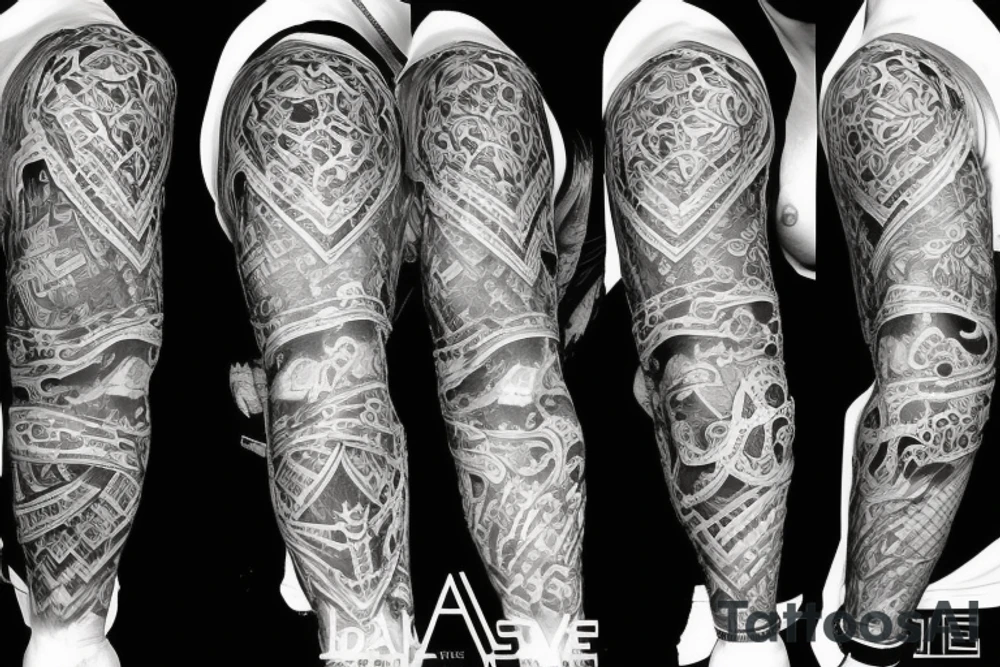 Hate and love sleeve tattoo idea