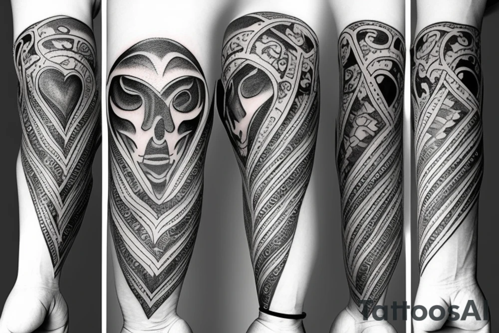 Hate and love sleeve tattoo idea