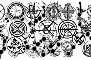 3 single crosses of different sizes inside a circle. tattoo idea