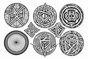 3 single crosses of different sizes inside a circle. tattoo idea
