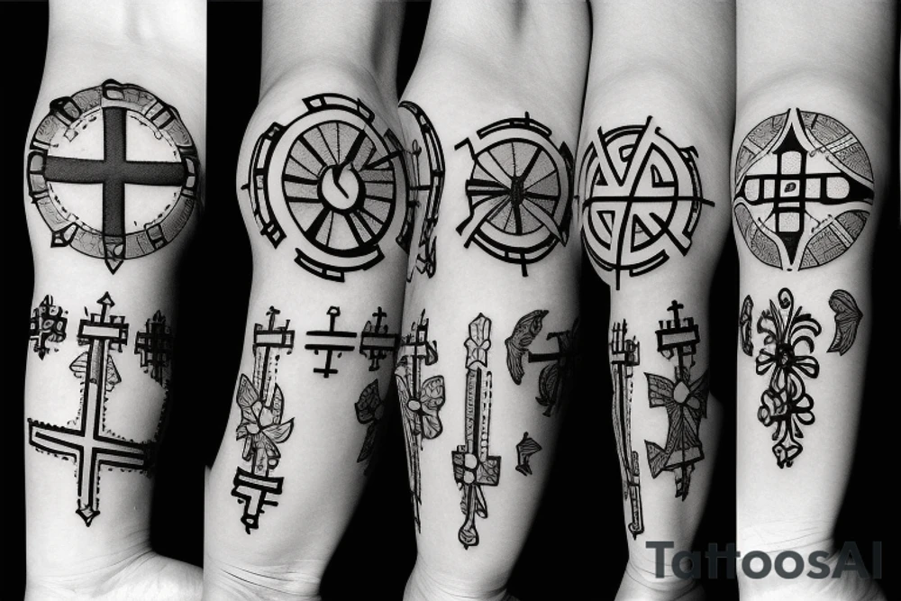 3 single Christian crosses of different sizes inside a circle. tattoo idea 3 single Christian crosses of different sizes inside a circle. tattoo idea