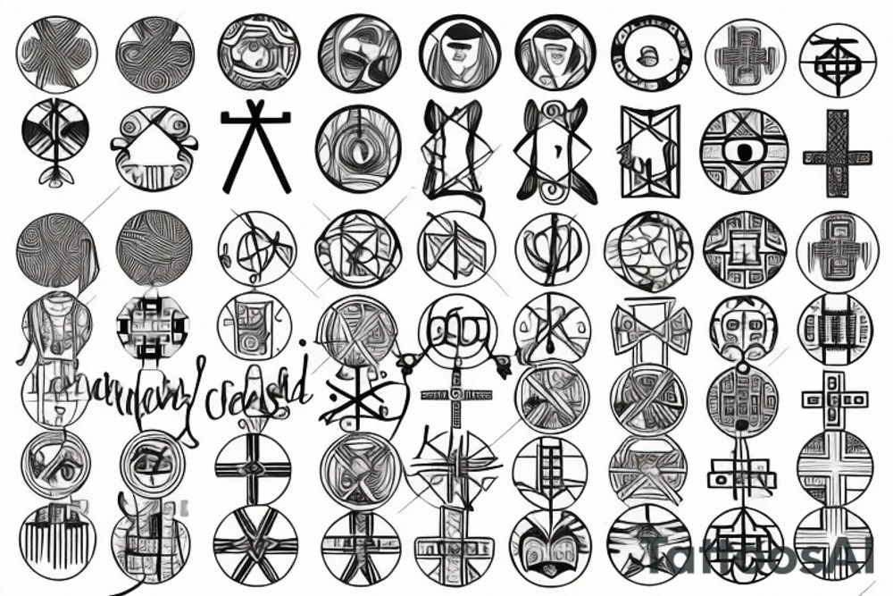 3 single Christian crosses of different sizes inside a circle. tattoo idea 3 single Christian crosses of different sizes inside a circle. tattoo idea