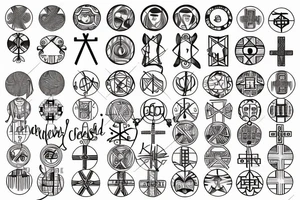 3 single Christian crosses of different sizes inside a circle. tattoo idea