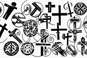 3 single Christian crosses of different sizes inside a circle. Back Tattoo tattoo idea