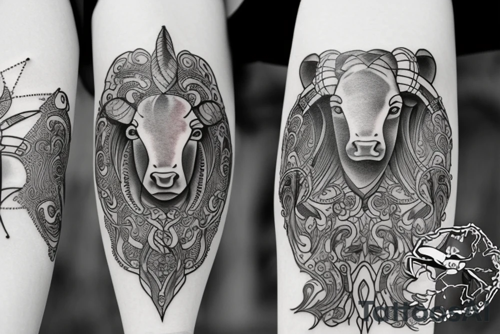 Astrological tattoo combining taurus, aries, and scorpio tattoo idea