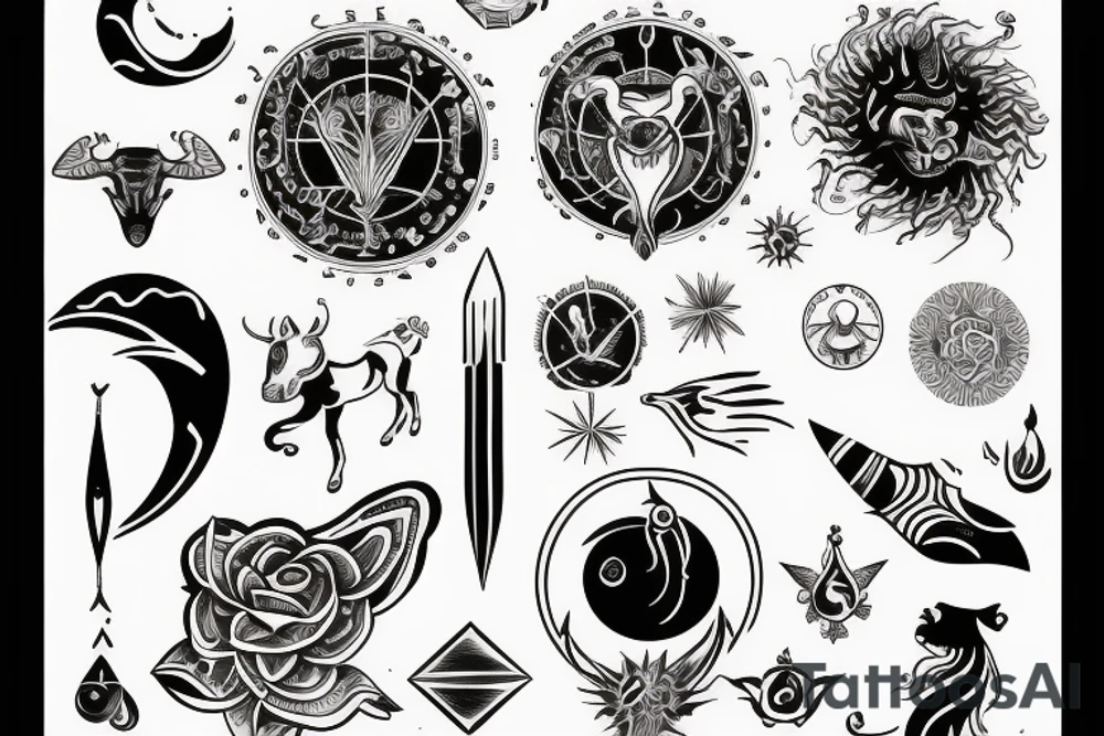 Astrological tattoo combining taurus, aries, and scorpio tattoo idea
