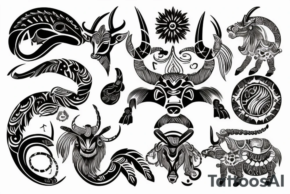 Astrological tattoo combining taurus, aries, and scorpio tattoo idea