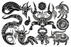 Astrological tattoo combining taurus, aries, and scorpio tattoo idea