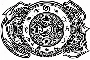Astrological tattoo combining the astrological symbols for taurus, aries, and scorpio tattoo idea