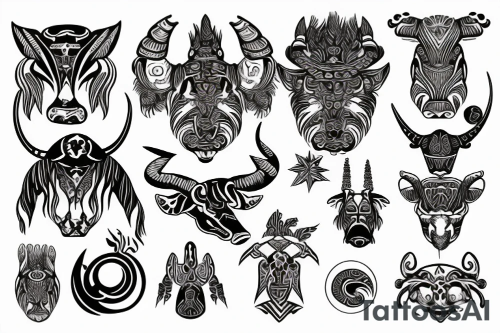 Astrological tattoo combining the astrological symbols for taurus, aries, and scorpio tattoo idea