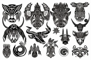 Astrological tattoo combining the astrological symbols for taurus, aries, and scorpio tattoo idea