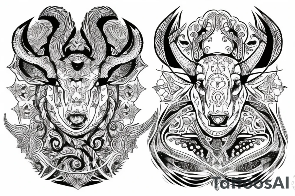 Tattoo combining the astrological symbols for taurus, aries, and scorpio tattoo idea