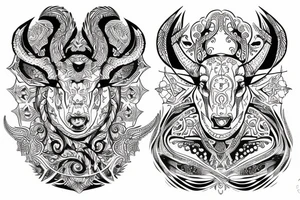 Tattoo combining the astrological symbols for taurus, aries, and scorpio tattoo idea