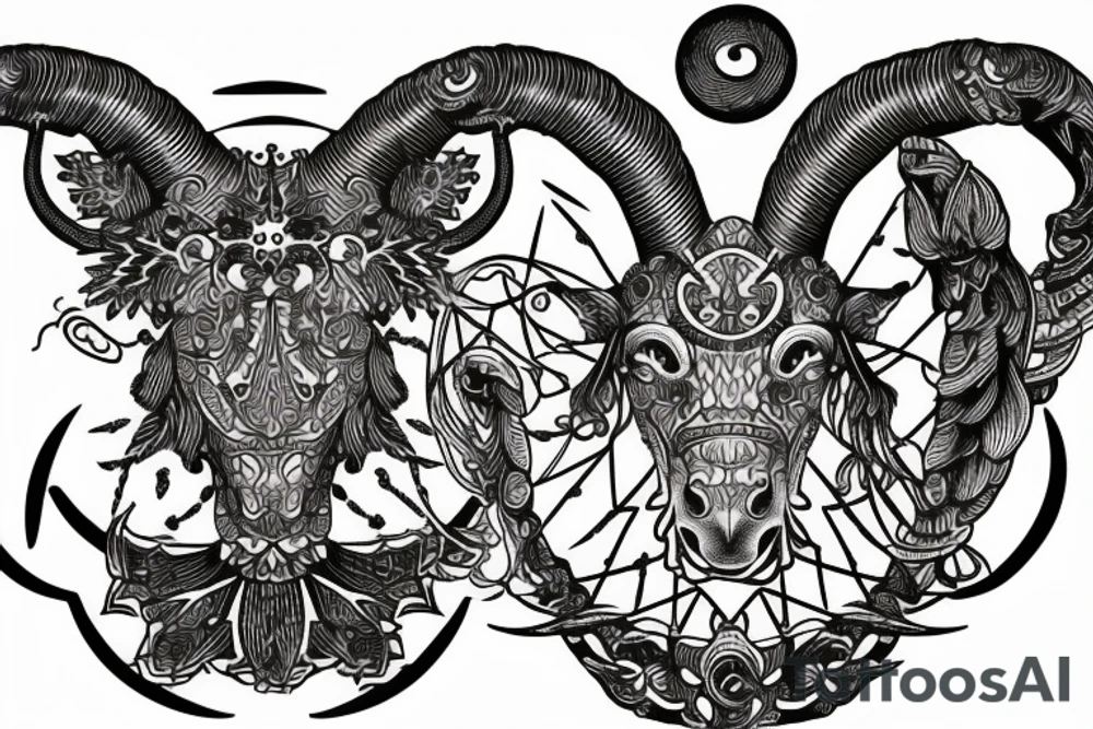 Tattoo that combines the zodiac symbols for taurus, aries, and scorpio tattoo idea