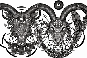 Tattoo that combines the zodiac symbols for taurus, aries, and scorpio tattoo idea