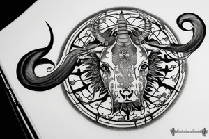 Tattoo that combines the zodiac symbols for taurus, aries, and scorpio tattoo idea